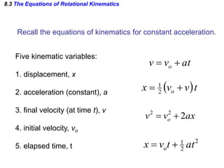 Rotational Variables Chapter 8 university physics ritational kinematics | PDF