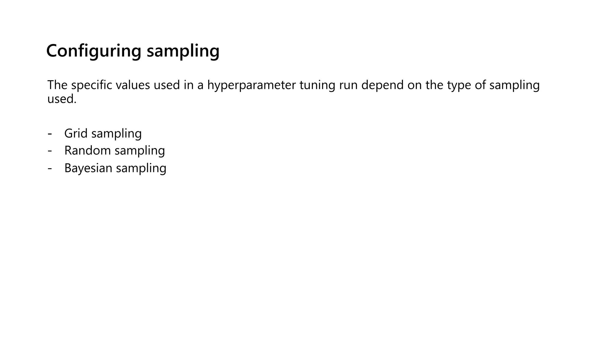 Configuring sampling
 