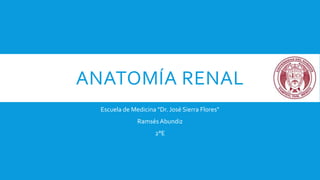 ANATOMÍA RENAL
Escuela de Medicina "Dr. José Sierra Flores"
Ramsés Abundiz
2°E
 