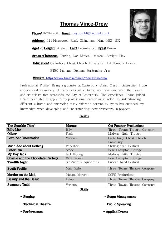 Acting CV 123