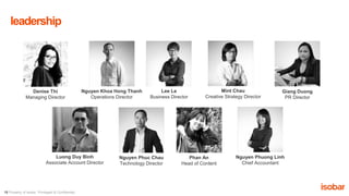 15 Property of Isobar. Privileged & Confidential.
leadership
Denise Thi
Managing Director
Nguyen Khoa Hong Thanh
Operation...