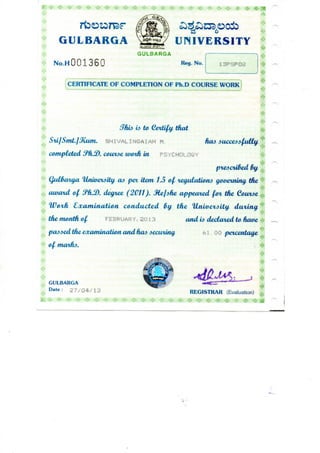 PSYCHLOGY PH.D COURSE COMPLETED CERTIFICATE.
