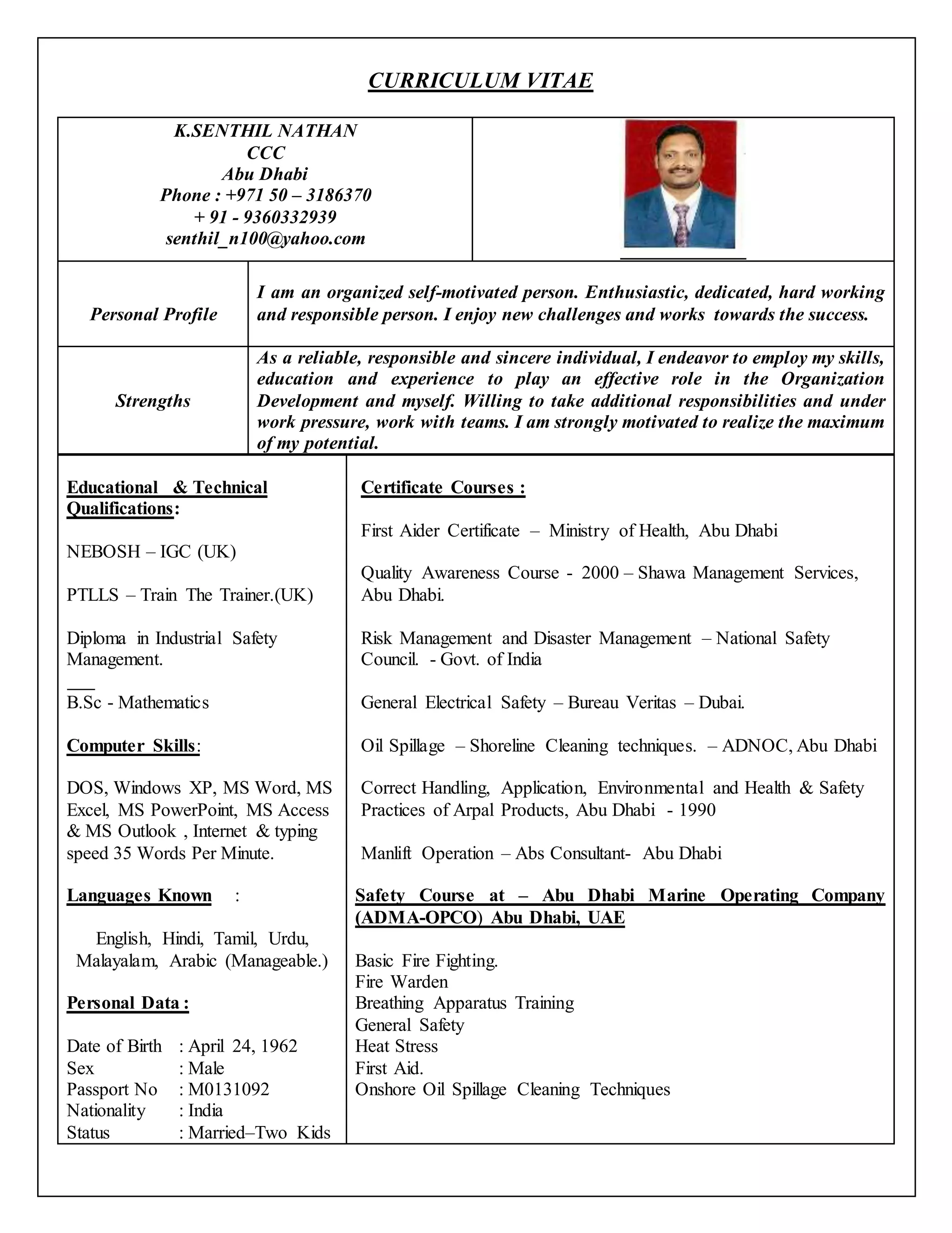 HSE Officer CV | DOCX
