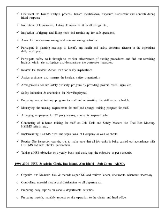 safety officer cv