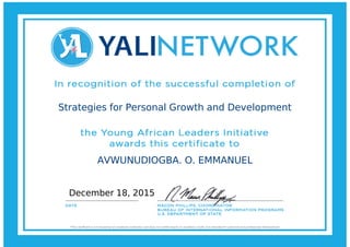 Strategies for Personal Growth and Development
AVWUNUDIOGBA. O. EMMANUEL
December 18, 2015
 