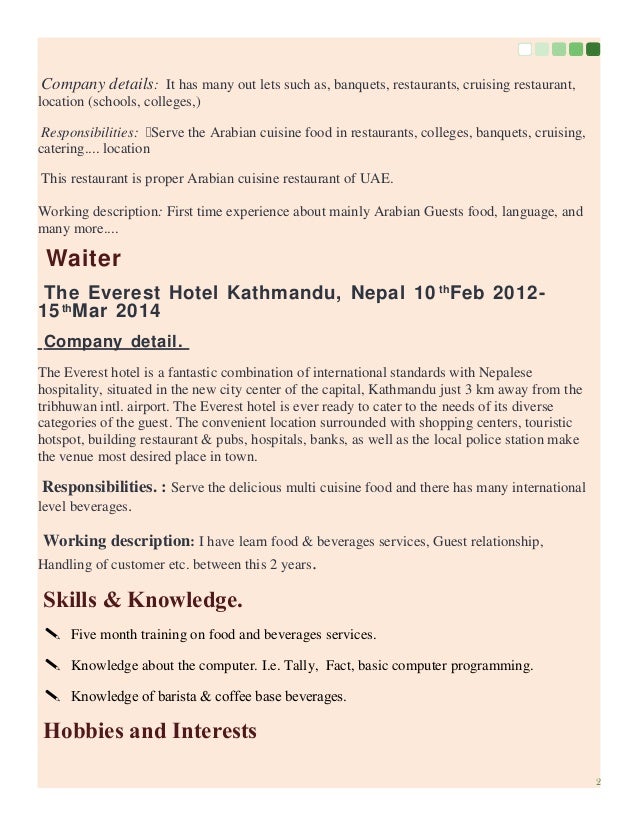 waiter resumes