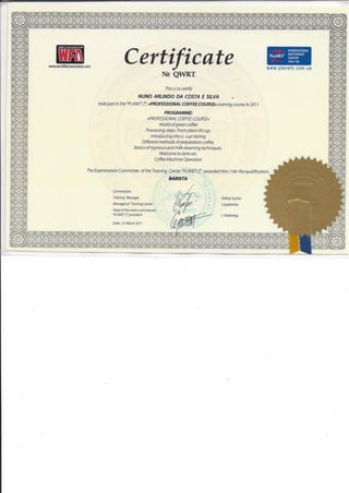 Certificate Barista