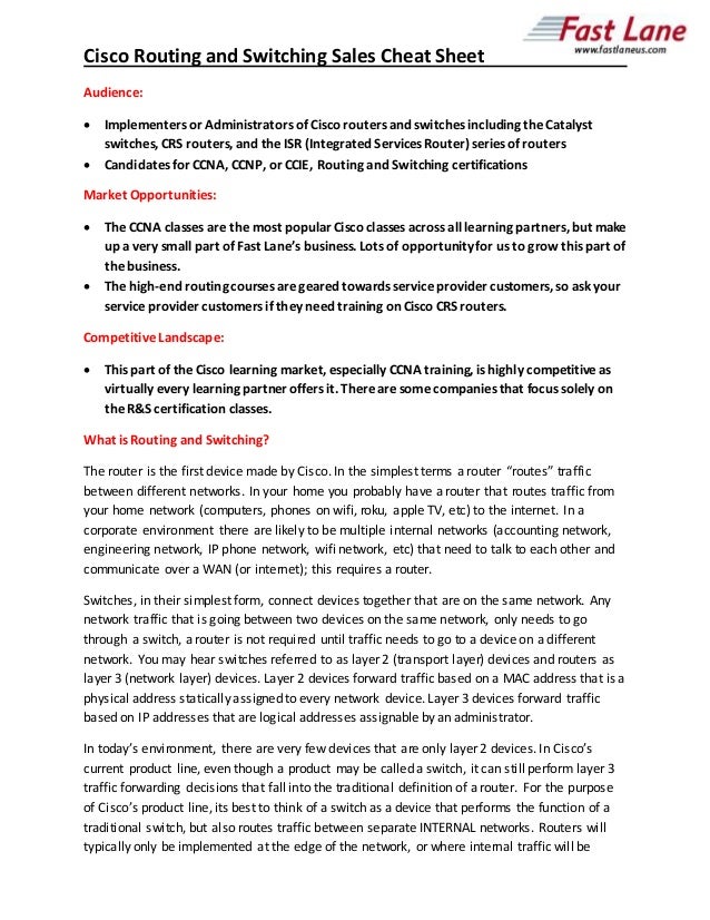 Cisco Routing and Switching Cheat Sheet
