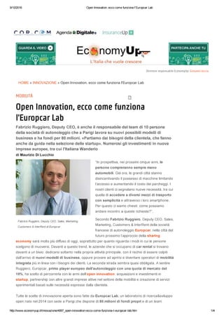 Open Innovation, ecco come funziona l'Europcar Lab
