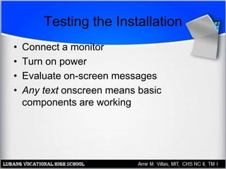 Installing and Troubleshooting the Basic Components | PPTX