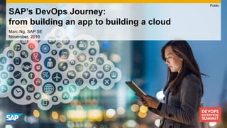 Marc Ng, SAP SE
November, 2016
SAP’s DevOps Journey:
from building an app to building a cloud
Public
 