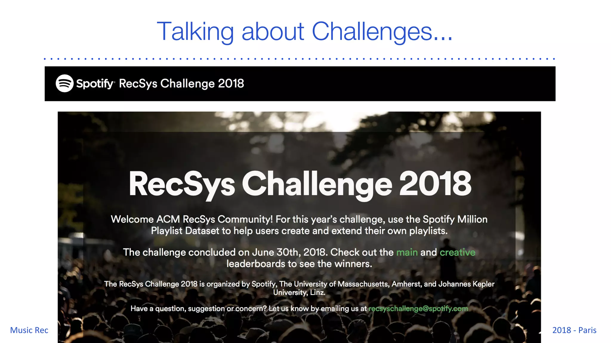 Talking about Challenges...
 