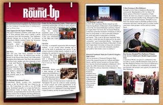 The past fiscal year has been eventful for the 7th District. From
his work to bring City Year to Baltimore, to the expansion of the
One Piece Campaign, Councilman Mosby is working hard to
make our District better.
State Support for the Liquor Ordinance
The Liquor Ordinance prohibits youth under the age
of 21 from entering liquor stores without a parent
to purchase food and merchandise. This Ordinance
officially became law in June 2012. In February,
Councilman Mosby testified before the Economic
Matters Committee in
Annapolis about the
importance of the Liquor
Ordinance.
One Piece
This past year, One Piece expanded to South
Baltimore, Greek Town, the Pennsylvania Avenue
Branch of the Enoch Pratt Library and youth groups
throughout West Baltimore. One Piece also partnered
with Zero Litter, another anti-litter campaign, to host
a “trash mob”/Harlem Shake in West Baltimore,
appeared on WJZ-13
Morning Edition’s “Manic
Monday” with Marty Bass
and sparked a partnership
with Mosiac Makers to
help beautify parts of the
7th District.
Re-Opening Recreational Centers:
Councilman Mosby re-open two recreational
centers in the 7th District that were closed by the
city. The Councilman was able to win a$375,000
grant, distributed annually, to re-open the Parkview
Recreational Center to house Safe Streets West
Baltimore, an organization that moved to the westside
tohelpcombatcrime.InJanuary,theOmegaBaltimore
Foundation re-opened the Easterwood Recreational
Center for the Easterwood Center. “These types of
community partnerships will help us renew and grow
strong and sustainable communities for the future,”
says Councilman Mosby.
Over the summer,
basketball courts at the
Easterwood Recreational
Center were refurbished
by the NBA and Under
Armour.
City Year
City Year is a nonprofit organization that encourages
students  to get excited about learning and to
stay on the track to graduation and success. It has
created a process to help identify students at risk of
dropping out, and then to encourage them to remain
in school. This spring,
Councilman Mosby
took a delegation of
principals to New York
City to see City Year in
action.
Mentoring
Councilman Mosby spent
a large amount of time
connectingwithBaltimore’s
youth. In October, he took
over 800 elementary school
kids to the Maryland Zoo in
Baltimore, many of which had never visited the zoo.
Throughout the year, he could be found speaking
at various schools and youth organizations in the
District, as well as conducting monthly mentoring
sessions at A.C.C.E., Baltimore Civitas High School,
Coppin Academy and the Juvenile Justice Center.
Anti-Bullying Conference
In 2012, the Councilman Mosby teamed up with
Empowering Minds of Maryland’s Youth (EMMY) to
co-host the 3rd Annual Bullying Conference. Hosted
at Coppin State University, the 3rd Annual Bullying
Conference promoted awareness of bullying in school
and via social media, as well as provided strategies
for youth and adults to participate in bullying
prevention. “This is one of the most important topics
for today’s youth that must be addressed by the entire
community,” says Councilman Mosby. “I am happy to
partner with Empowering Minds of Maryland’s Youth
and Coppin State University to bring more awareness
to the topic, and to work with community members
and youth to find creative ways to combat it.”
Historical Landmark Status for Frederick Douglass
High School
The two locations of Frederick Douglass High
School (the original location on Calhoun and Baker
Streets, and the current location on Gwynns Falls)
have become historical landmarks in Baltimore. 2013
marks the 130th Anniversary for that was the first
high school for African Americans in Baltimore. Since
its inception,
Frederick
Douglass been
canonized as not
only a hallmark
of Baltimorean
education, but
also a location
of historical
excellence.  
Urban Farming in West Baltimore
Strength to Love Farm is Sandtown-Winchester’s
crown jewel. Spearheaded in 2011 by Elder C.W.
Harris, pastor of Newborn Community of Faith
Church, the farm was created as a means to combat
violence and promote healthy living. Managed by Will
Long and a team of urban farmers, Strength to Love
Farm has already begun to distribute produce to area
restaurants and stores with the goal of a weekly market
stand from which produce will be sold on Lorman
Street.
Bon Secours Hospital/West Baltimore Primary
Care Access Collaborative Health Empowerment
Zone
Councilman Mosby was part of a collaborative that
was able to secure a Health Enterprize Zone grant for
the West Baltmore Primary Care Access Collaborative.
The grant will address care coordination, education
and outreach, and primary care capacity for patients in
West Baltimore.
12 13
 