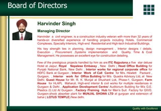 Quality with Excellence
Board of Directors
Harvinder Singh
Managing Director
Harvinder a civil engineer, is a construction...
