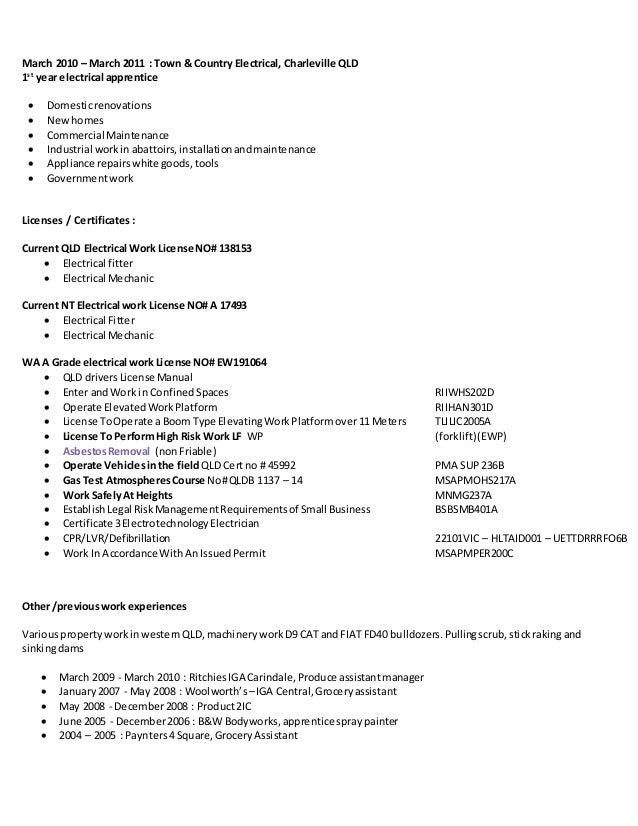 electrical apprentice resume