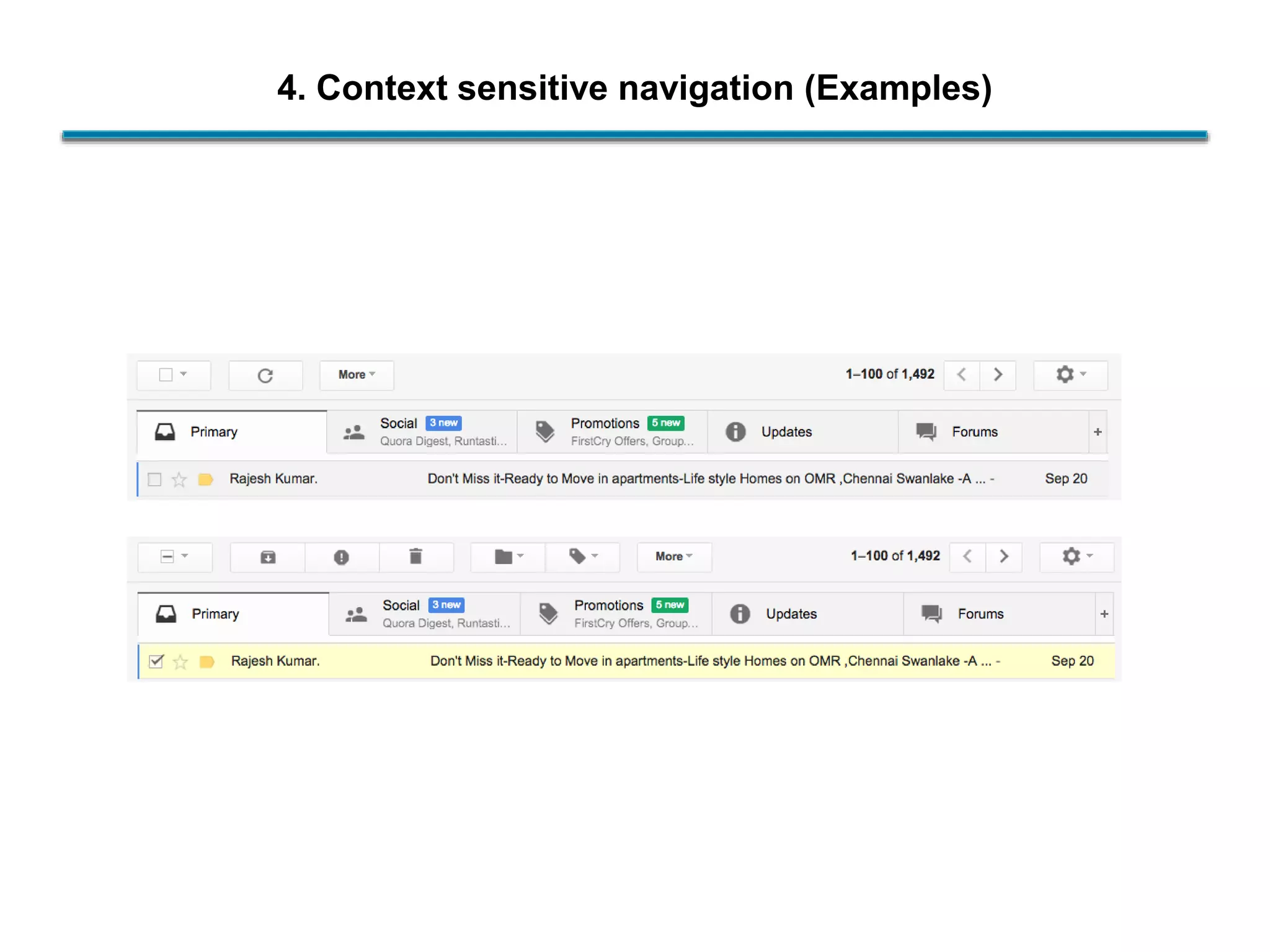 4. Context sensitive navigation (Examples)
 