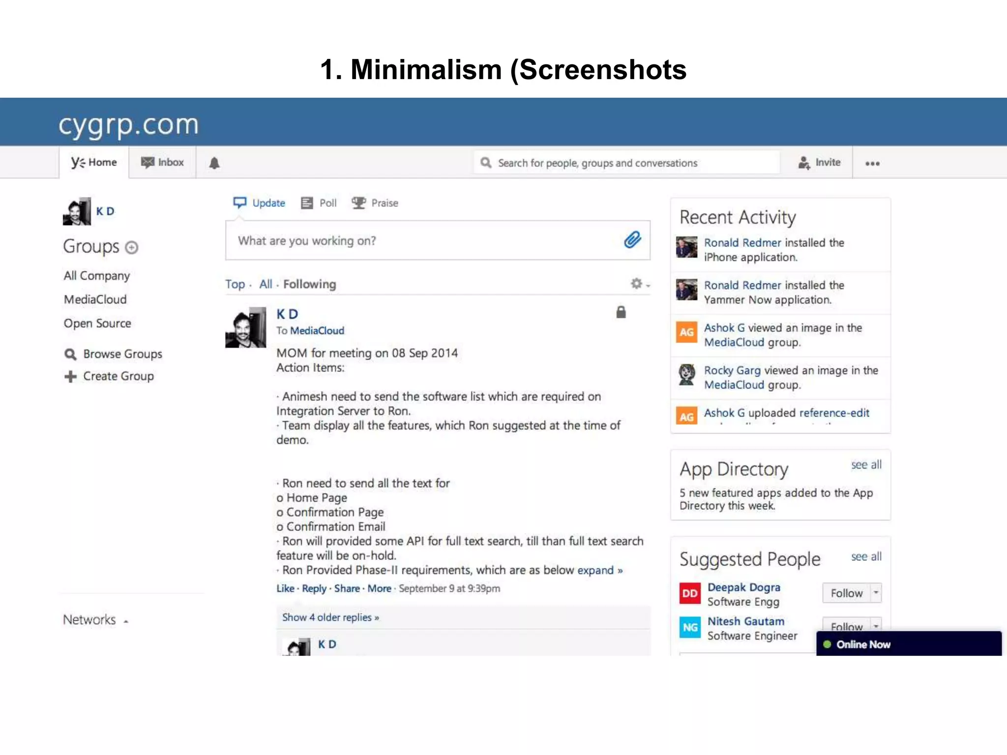 1. Minimalism (Screenshots
 