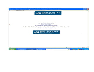 ProLiteracy Certificate 1