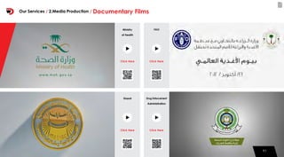 9191
Ministry
of Health
Sharat
FAO
Drug Enforcement
Administration
Our Services / 2.Media Production / Documentary Films 	
Click Here
Click Here
Click Here
Click Here
 