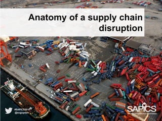 Anatomy of a supply chain
disruption
@scguydan
#SAPICS2016
38th Annual Conference & Exhibition
 