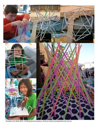 Pasadena Art Walk 2012: Drinking Straw Sculpture, Platonic Solid and Hyperbolic Structures
 