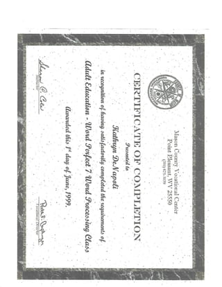 Corel Word Perfect certificate
