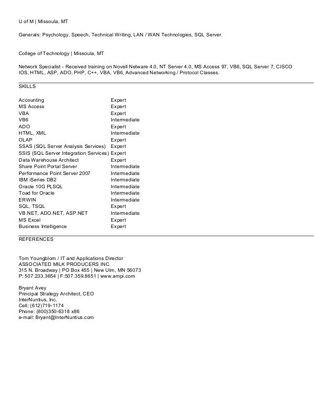 ssrs sample resume