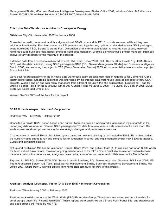 data warehouse developer resumes