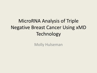 MicroRNA Analysis of Triple
Negative Breast Cancer Using xMD
Technology
Molly Hulseman
 