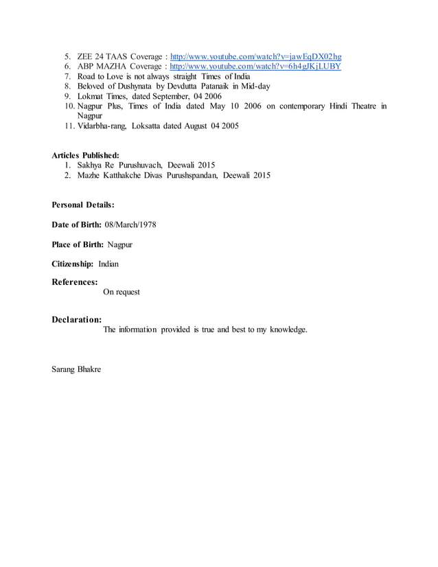 Sarang Bhakre CV | PDF