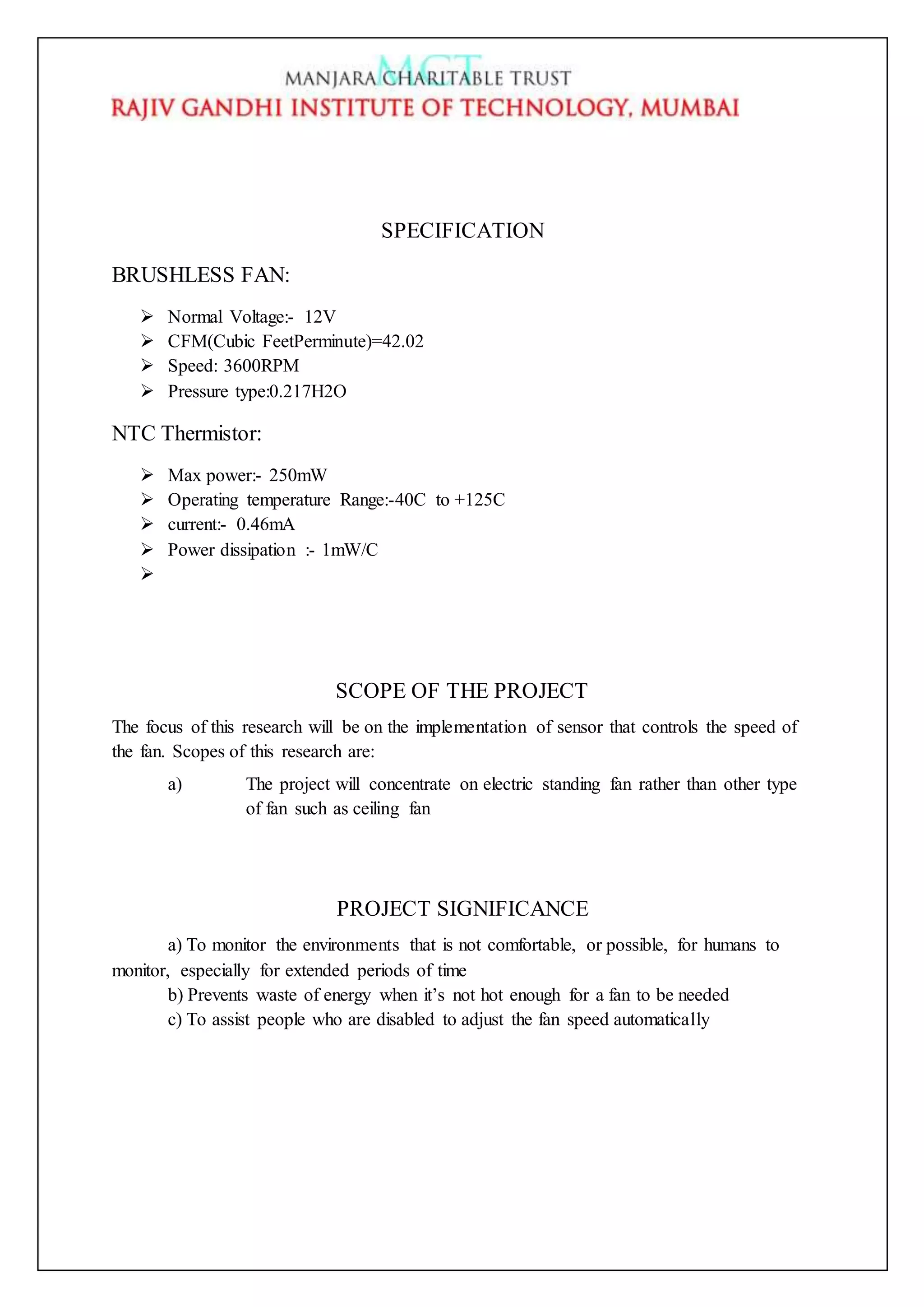 AUTOMATIC FAN CONTROLLER USING THERMISTOR | DOCX