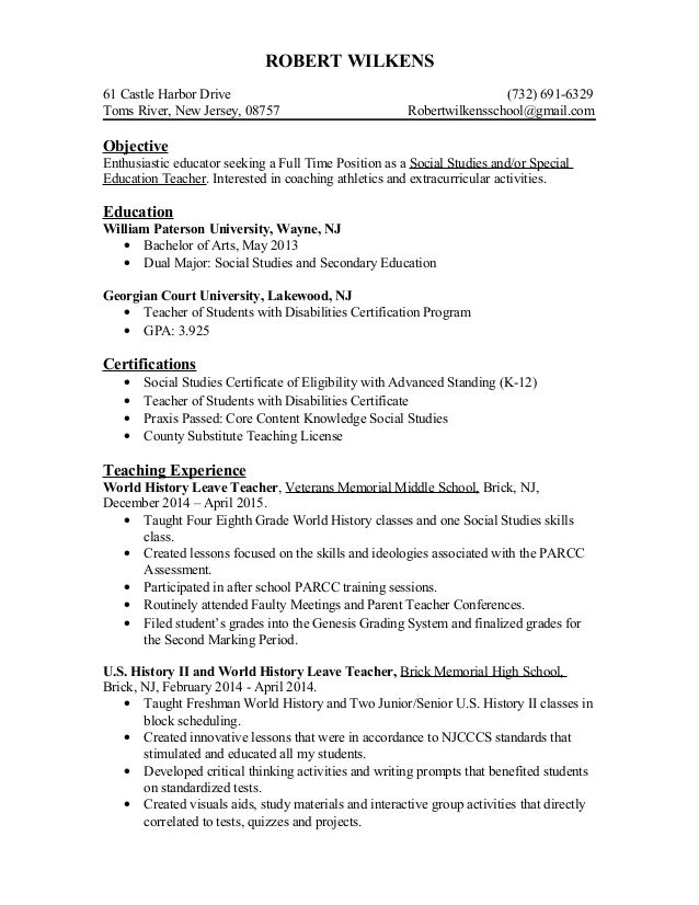 Robert Wilkens Resume Robert Wilkens Resume