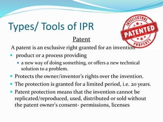Patent Ipr Examples INTELLECTUAL PROPERTY RIGHTS AND THEIR ECONOMIC IMPORTANCE | PPTX