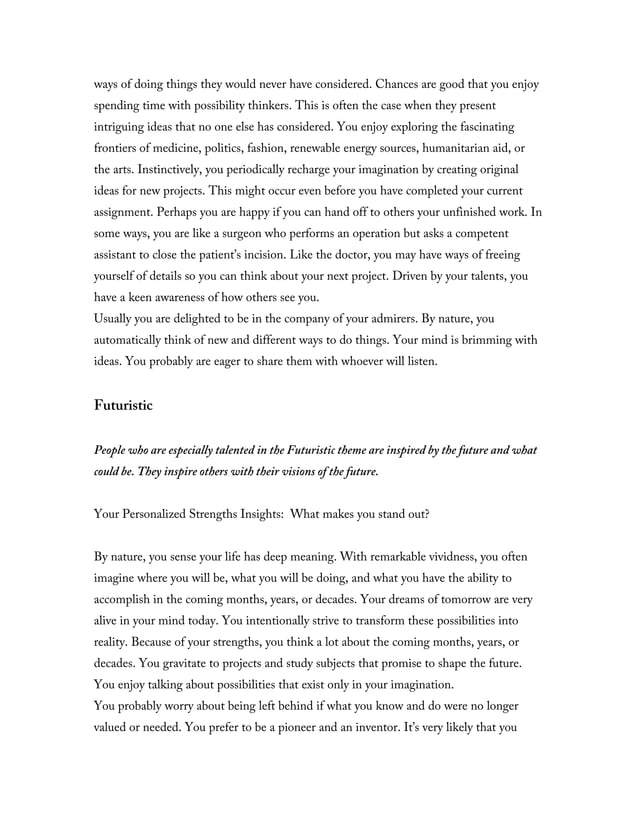 GALLUP STRENGTHS INSIGHT REPORT | PDF
