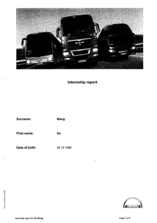Internship Report From MAN Truck&Bus
