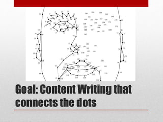 Goal: Content Writing that
connects the dots
 