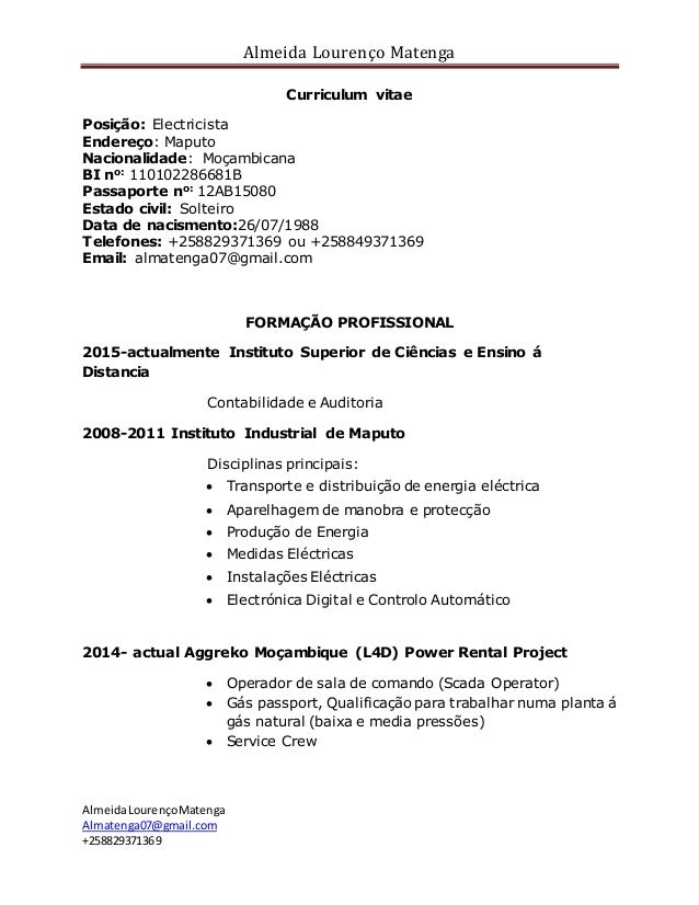 Como Fazer Um Curriculum Vitae Em Portugues