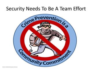 Security Needs To Be A Team Effort
Marriott Confidential & Proprietary Information
 