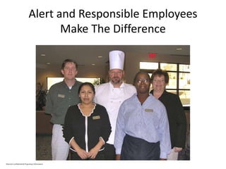 Alert and Responsible Employees
Make The Difference
Marriott Confidential & Proprietary Information
 