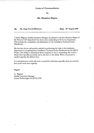 1999 Letter of commendation