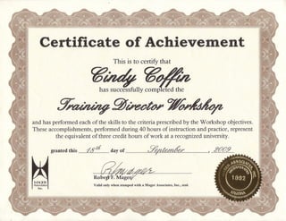 Training Director Certificate