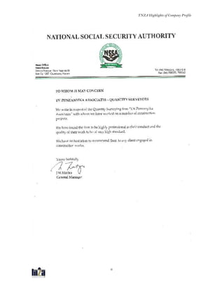 TNZA Highlights of Company Profile
6
 