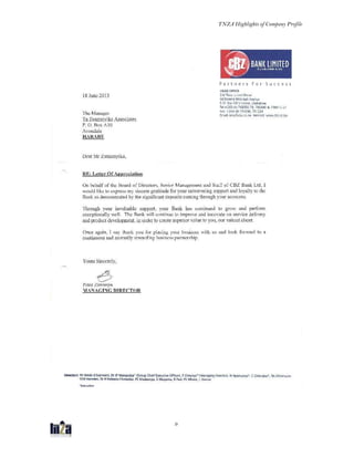 TNZA Highlights of Company Profile
9
 