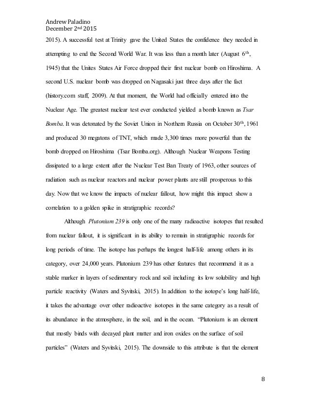 Example Essay Papers Synthesis Essay Ideas also Thesis Statement For Descriptive Essay Nuclear Weapons Fallout And A New Geologic Epoch Final Essay Healthy Foods Essay