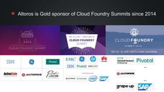 @renatco
* Altoros is Gold sponsor of Cloud Foundry Summits since 2014
 