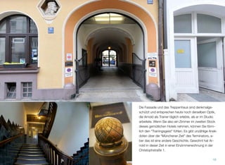 Bei dem Wettbewerb, der im Spiegelsaal
des Hotel Steirerhof in Graz ausgetragen
wurde, erreichte Arnold beachtliche Platzie-
rungen:
• Platz 4 - Mr. Steiermark
• Platz 3 - Mr. Herkules
• Platz 3 - Mr. Austria
Arnold Schwarzenegger war zu diesem Zeit-
punkt erst 17 Jahre alt. Die Medien bewerte-
ten Arnolds Erfolg als überdurchschnittlich.
Damals verwendeten einige Bodybuilder
dunkle Farbe, die auf den ganzen Körper ver-
teilt wurde. Durch diesen Trick kamen die
Muskelkonturen besser zum Vorschein. Eini-
ge der Teilnehmer griffen etwas zu tief in den
Farbtopf. Presse und Besucher reagierten
darauf eher negativ.
Links oben: Mr. Steiermark - von links nach
rechts: Gobetz, Maurer, Schwarzenegger,
Tauchner, Horvath u.a.
Rechts oben: Mr. Austria - von links nach
rechts: Helmut Cerncic (zweiter), Kurt Marnul
(Mr. Austria 1964) und Arnold Schwarzeneg-
ger (dritter)
Links unten: Mr. Herkules - von links nach
rechts: Arnold Schwarzenegger (dritter), Hel-
mut Cerncic (Mr. Herkules 1964) und Adolf
Ziegner (zweiter).
Das Titelblatt auf der vorigen Seite ist vom
Magazin “Der Muskelbilder”, Nummer 21,
Jahrgang 1966. ﬁtnessfachwirt.com
15
 