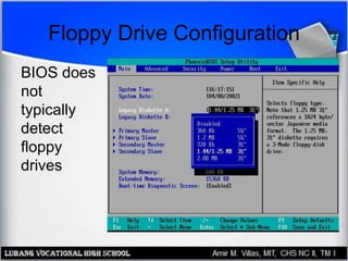 Floppy Drive Configuration
BIOS does
not
typically
detect
floppy
drives
 