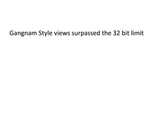 Gangnam Style views surpassed the 32 bit limit
 