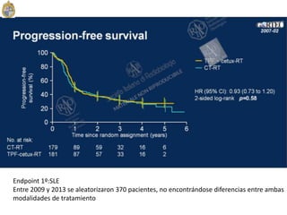 Endpoint 1º:SLE
Entre 2009 y 2013 se aleatorizaron 370 pacientes, no encontrándose diferencias entre ambas
modalidades de tratamiento
 
