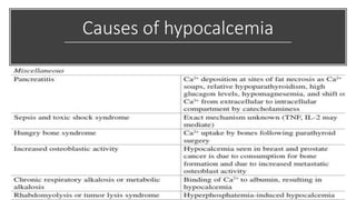 Causes of hypocalcemia
 